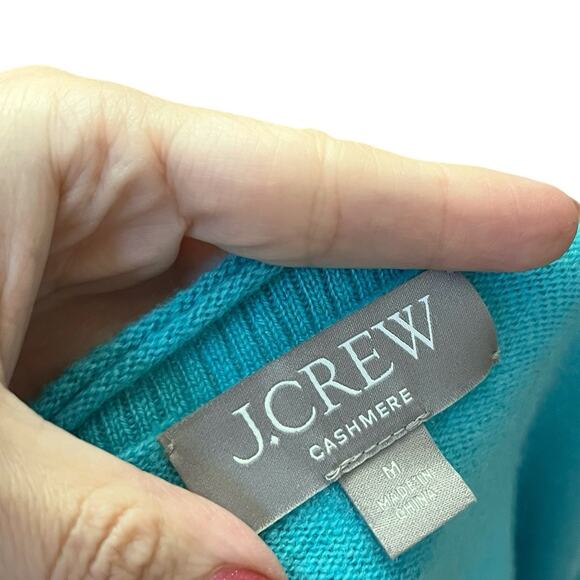 J Crew Cashmere Short Sleeve Sweater Medium Turquoise Minimalist Classic Preppy - Picture 9 of 12